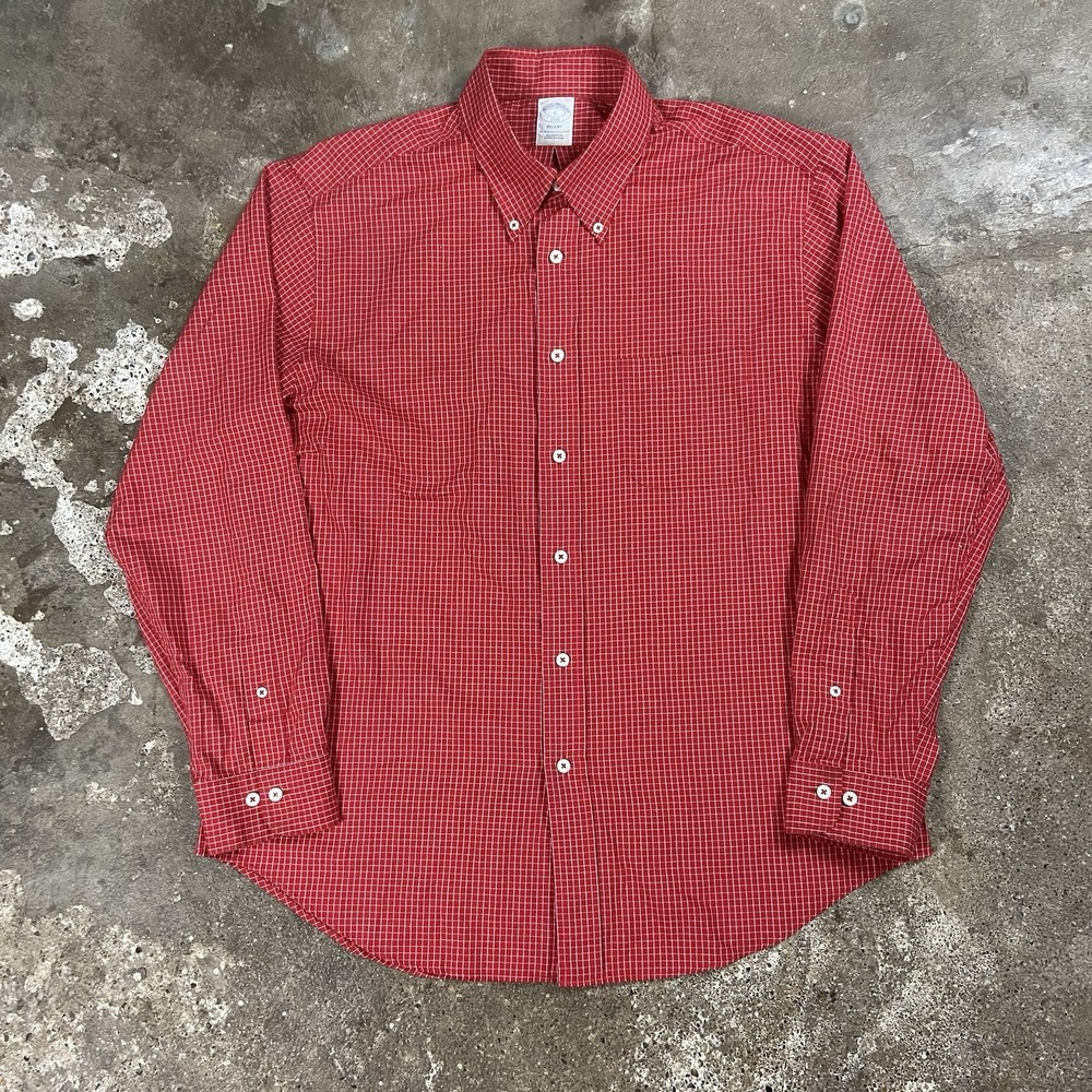 Brooks Brothers Regent Dress Shirt Size Large Red Check The Original Polo Shirt